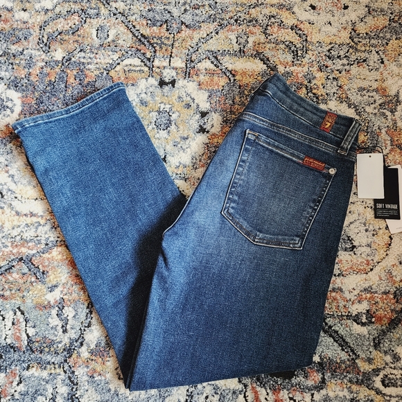 7 for all mankind kimmie high rise cropped jeans size 29 - Picture 2 of 16